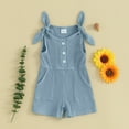 thumbnail image 2 of Bagilaanoe Toddler Baby Girl Summer Jumpsuit Sleeveless Ribbed Bodysuit 6M 12M 18M 24M 3T 4T Kids Knitted One Piece Romper, 2 of 8