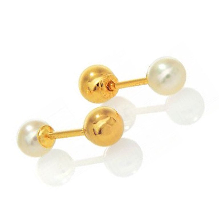 JewelStop 14K Yellow Gold Cultured Pearl Reversible 4Mm Ball