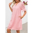 thumbnail image 3 of Minivestido MEROKEETY 2025, verano, manga corta, cuello en V, rosa, 3 of 8