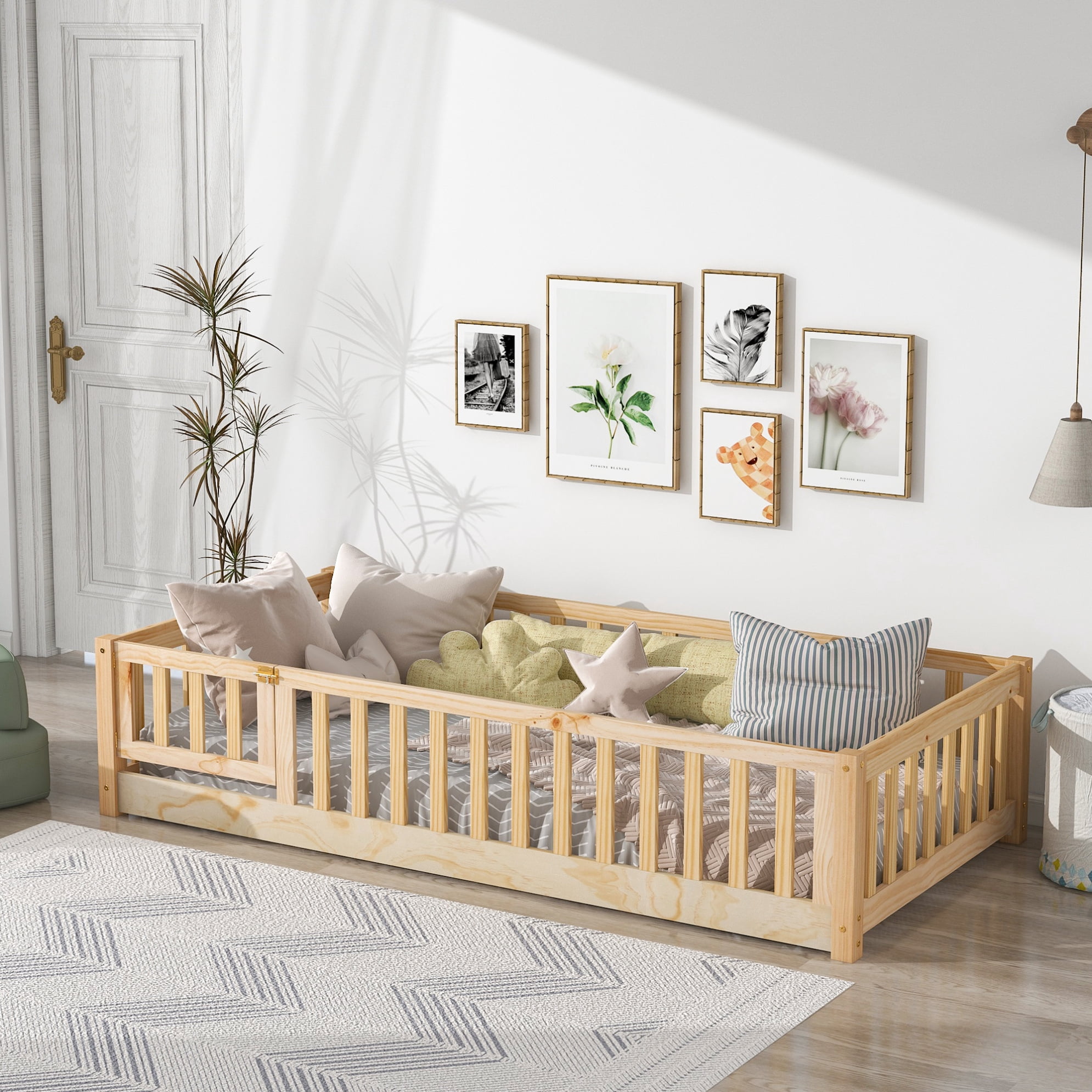 Triple Tree Kids Twin Pine Toddler Beds, Natural