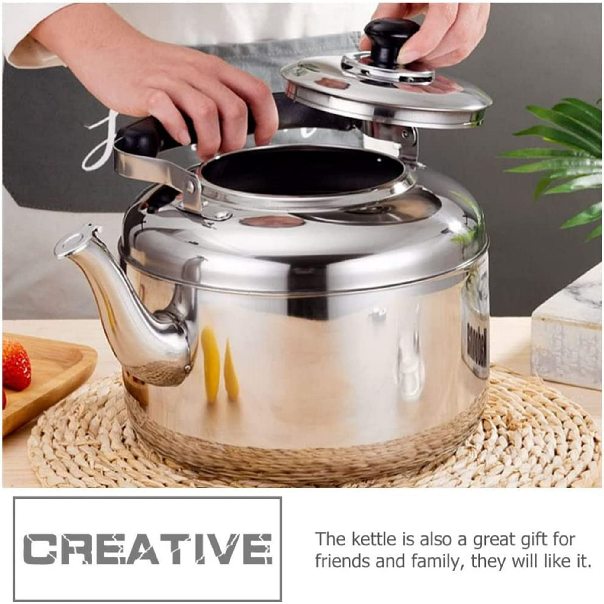 Ssuperp Stove Top Kettle stainless Steel Teapot Camping Induction Tea Kettle Hot Water Kettle For Gas Hobs 4l