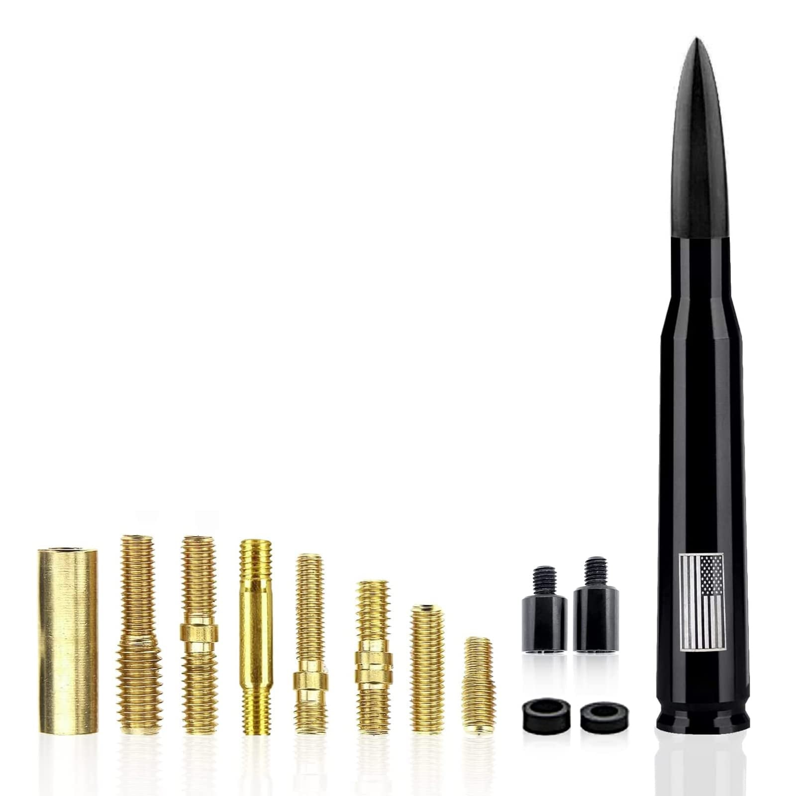 cueclue 1 PC Car Truck Bullet Antenna, American Aluminum Antenna, for GM Chevy Silverado 1500 2500 3500 HD Avalanche GMC Sierra 1500 2500 3500 Denali Heavy Duty Pickup Trucks Accessories (Black) C64