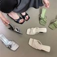 thumbnail image 5 of Bailamos - Zapatillas de tacón para mujer, sexys, elegantes, de tacón alto, informales, para exteriores, con punta abierta, para mujer, sandalias verdes, 5 of 5