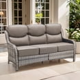 thumbnail image 7 of Giantfurnni Luxury Outdoor Furniture High Back Patio Sofa, Oversized 3-Seater Couch with 6'' Thick Cushions, Ideal for Porch, Poolside, Deck, Yard, Grey Wicker Grey Cushions, 7 of 7