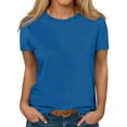 thumbnail image 2 of AherBiu Plus Size Womens T Shirts Crew Neck Loose Fitting Tshirts Casual Short Sleeve Solid Color Basic Tees, 2 of 5