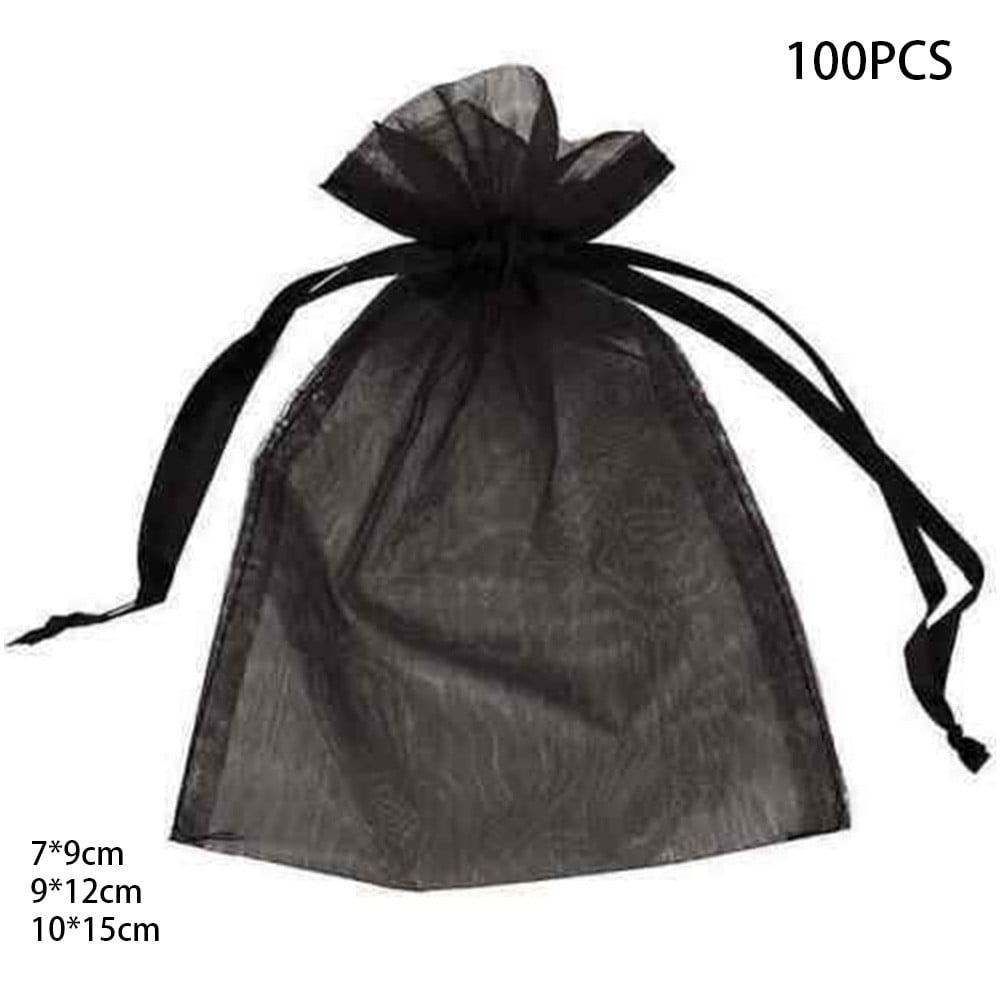 50 & 100 Organza Bags Wedding Favour Pouches Jewellery Packaging Mesh Drawstring 