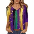 thumbnail image 3 of TaTaai Women's Fashion Christmas Printed Loose Casual V Neck With Three Quarter Sleeves And 3/4 Sleeves T-shirt Pullover Top Gift, 3 of 5