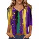 thumbnail image 3 of TaTaai Women's Fashion Christmas Printed Loose Casual V Neck With Three Quarter Sleeves And 3/4 Sleeves T-shirt Pullover Top Gift, 3 of 5