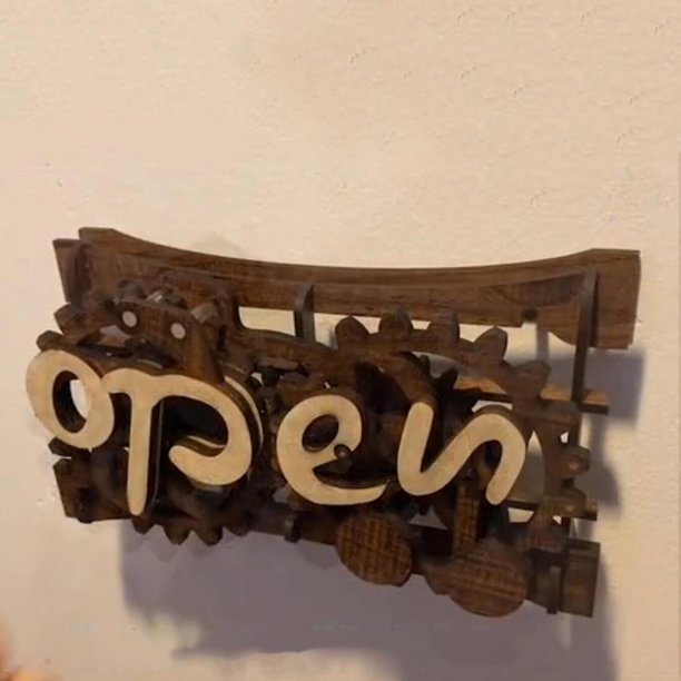 Revolutionary Open-closed Sign Board, Wooden Gear Mechanism Convertible ...