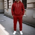 thumbnail image 7 of Fleece Tracksuit Mens Full Set 2-Piece Hooded Sweatshirt and Joggers Activewear Solid Color Hoodies Bottoms Track Suits for Men Fall Winter Hoody Jogging Pants Sets Gym Running Sportswear Red L, 7 of 7