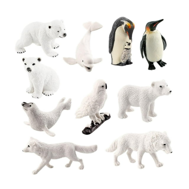Juego de simulación de animales realistas, juego de animales polares, juego de figuras hechas a mano, modelos de animales árticos para niños, regalo, 10 piezas