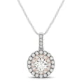 thumbnail image 1 of Pendentif Diamant Halo Rond en Or Rose Blanc 14k 1/2 cttw 18 Po, 1 of 4