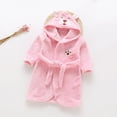 thumbnail image 2 of Boys Girls Kids Soft Flannel Bathrobe,Thickened Warm Hooded Sleep Robe with Waist Tie,Plush Cozy Loungewear Fall Winter for Boys Girls 18 24 Months 3T 4T Toddler Pajamas,Pink,Size 18-24 Months, 2 of 6