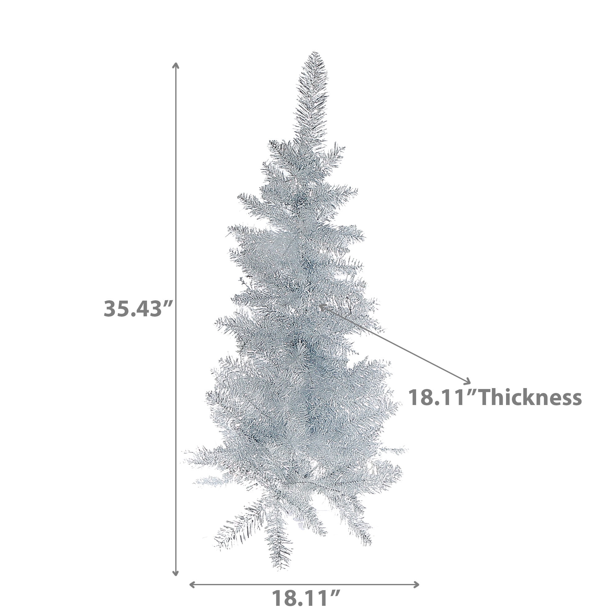 3 Silver Tinsel Christmas Tree 120 Normal Tip W/Plastic Stand