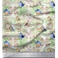 thumbnail image 1 of Soimoi Moss Georgette Fabric Branch & Bird Artistic Print Sewing Fabric Yard 42 Inch Wide, 1 of 3
