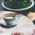 thumbnail image 3 of Ambesonne Fashion Fitted Round Tablecloth, Watercolor Circles Pattern, 56"- 60" Diameter, Soft Pink Pistachio Green, 3 of 5