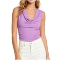 thumbnail image 2 of VBVC Women's Cowl Neck Ruched Tank Top , Ladies' Stretch Fitted Going Out Cami , Summer Sleeveless Business Work Blouse For Women,Purple,S-2XL, 2 of 6