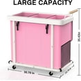 thumbnail image 6 of 230L (60 Gal) Extra Large Fashion Laundry Sorter 3 Section with Lid, Rolling Laundry Basket Hamper with Handle, Laundry Organizer Storage Cart with Sturdy Metal Frame for Laundry Room,Hotel,Pink, 6 of 14