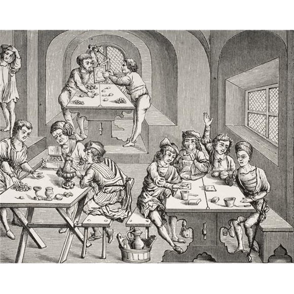 Posterazzi DPI1857855LARGE Interior of An Hostelry 19th Century Reproduction of A Woodcut In A Folio Poster Print, Large - 34 x 26