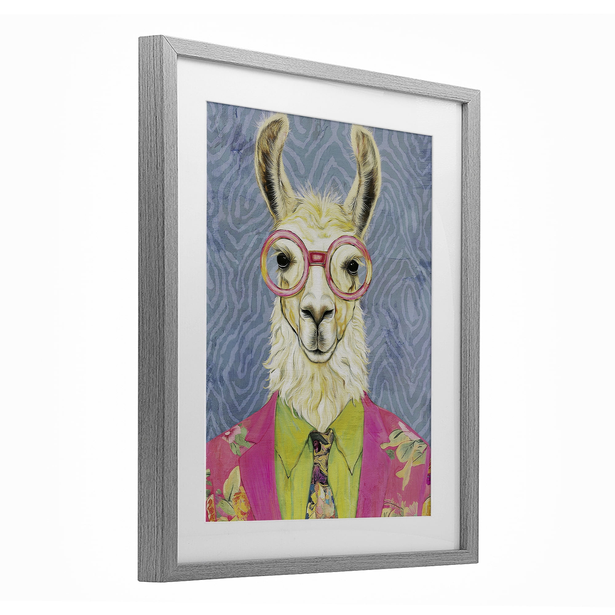 Stupell Industries Bright Gaze Llama Gray Framed Print Under Glass, design by Svetlana Aleynikova