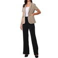 thumbnail image 2 of Blazer de mujer Inspire Chic con solapa de muesca, un botón, manga corta, chaqueta de traje, caqui oscuro, talla S, 2 of 6