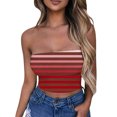 thumbnail image 2 of Nmnitkp Tube Tops for Women Show off your Figure Women's Crop Top High Cost Performance Tube Tops Sleeveless Stretchy Solid Strapless Stripe Printing Tube Top（Plus Size）, 2 of 4