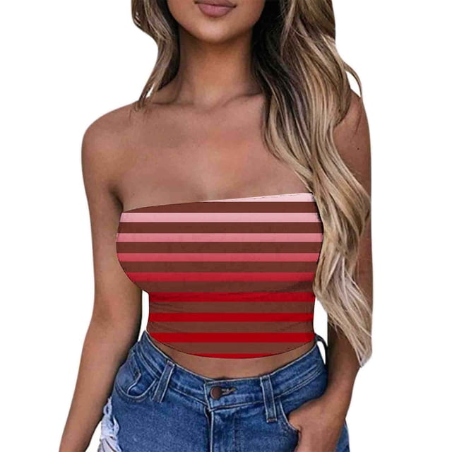 Tube Tops, Womens Printed Strapless Yoga Exercise Chest Wrap Pullover