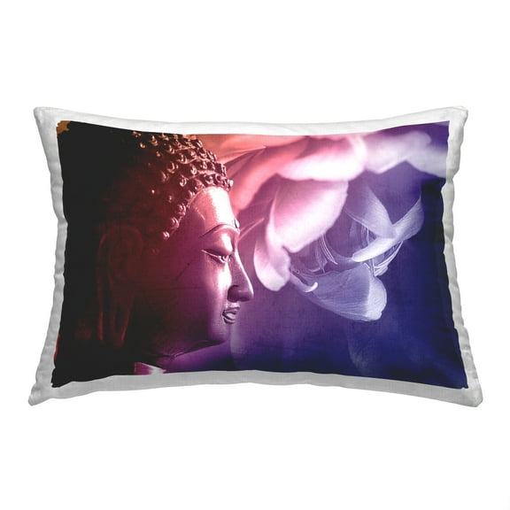 Stupell Industries Buddha & Flower Petals Decorative Printed Throw Pillow, 14 x 20
