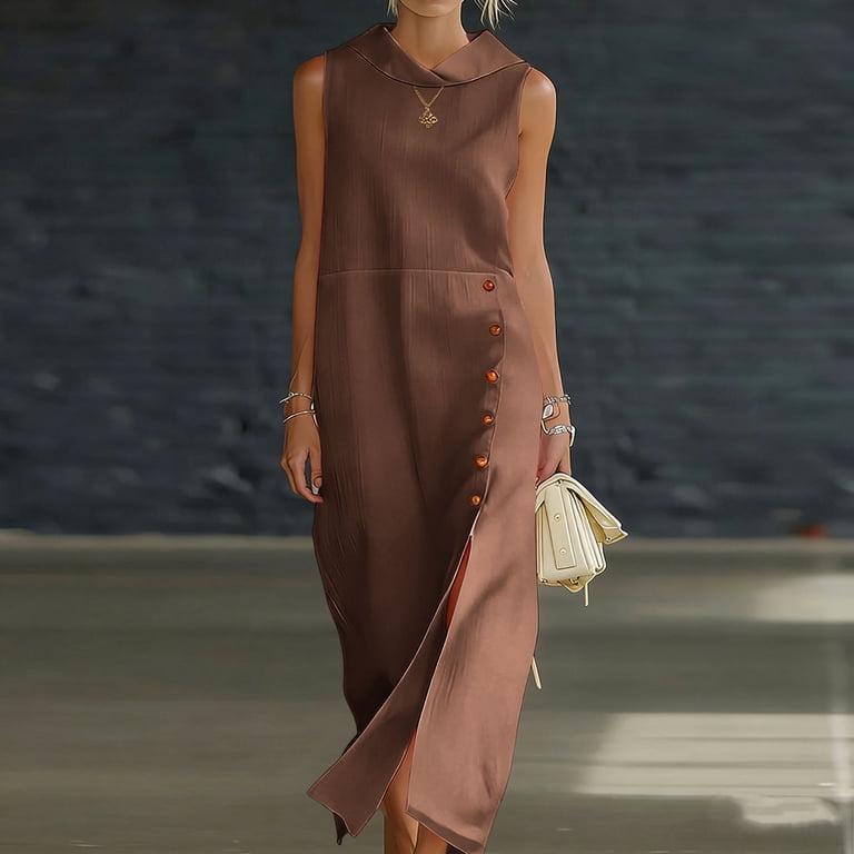 formal linen dress women Natural Linen Dresses: Smock, Midi & Wrap Styles