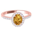 thumbnail image 2 of Engagement Rings for Women 2.50 Carat Diamond and Oval Shaped Citrine Ring prong 10K Rose Gold, 2 of 5