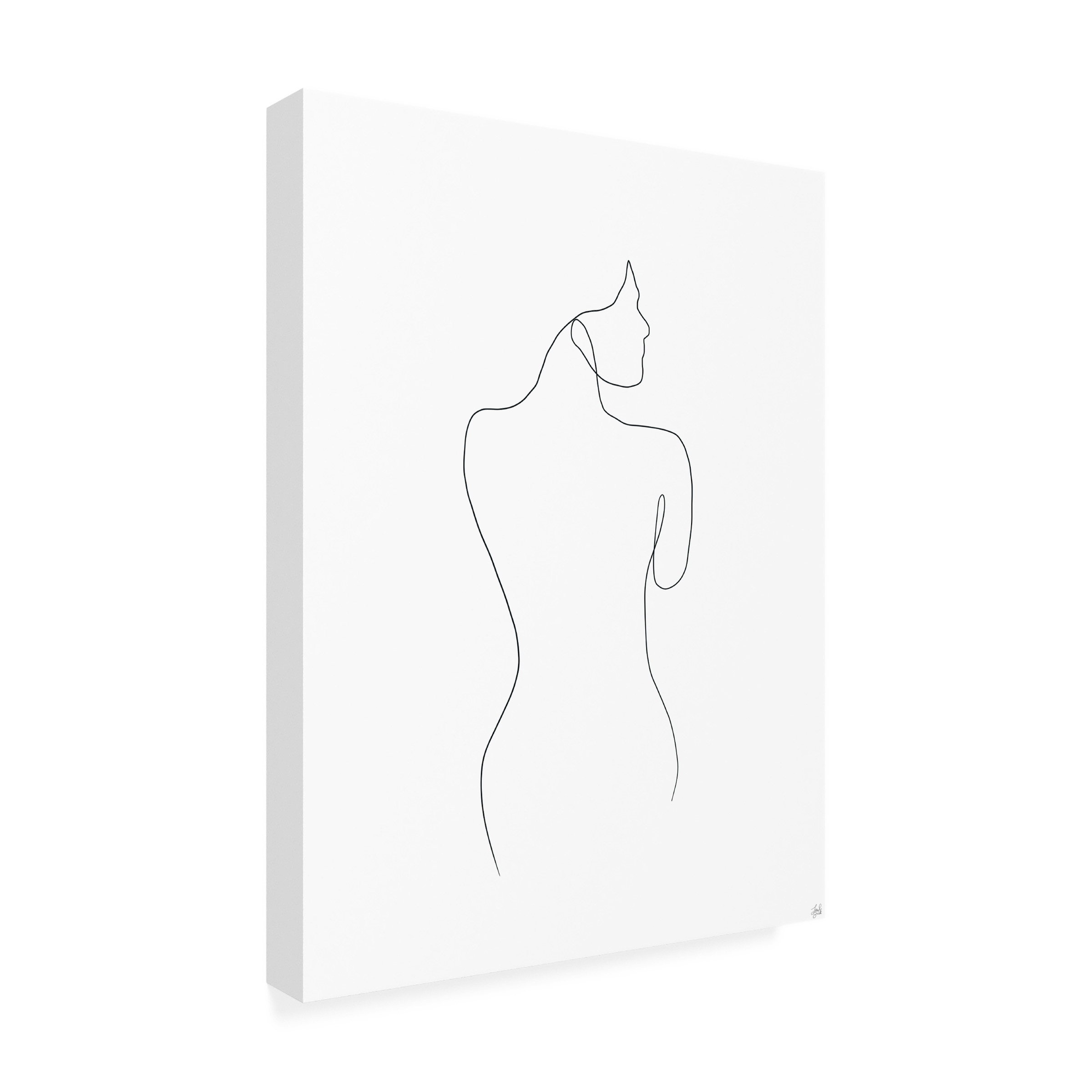Canvas Wall Art - Line and Brush 'Line Female Back 1' Wall Art for Living Room, Bedroom, or Office Décor by Trademark Fine Art - 18 x 24 Inches