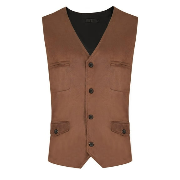 Yusimy Men's Medieval Punk Single-Breasted V-Neck Suit Vest Waistcoat Vintage Punk Style