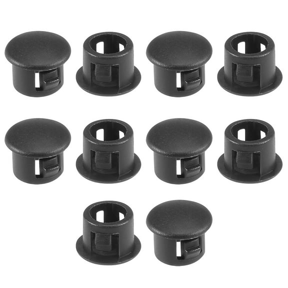 10pcs  5.5mm x 6mm Black Nylon Round Snap Locking Panel Hole Cover