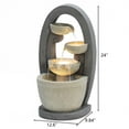 thumbnail image 3 of LuxenHome Gray Oval Cascading Bowls Resin Outdoor Fountain with Lights, 3 of 9