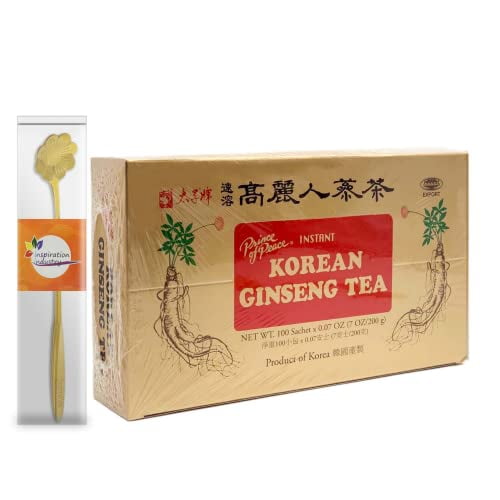 Prince of Peace Korean Ginseng Tea 100 Sachets with Inspiration Industry Coffee Spoon (1 Box
