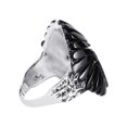 thumbnail image 2 of AeraVida Black Onyx Feather Crown Skull Detail .925 Silver Ring-9, 2 of 5