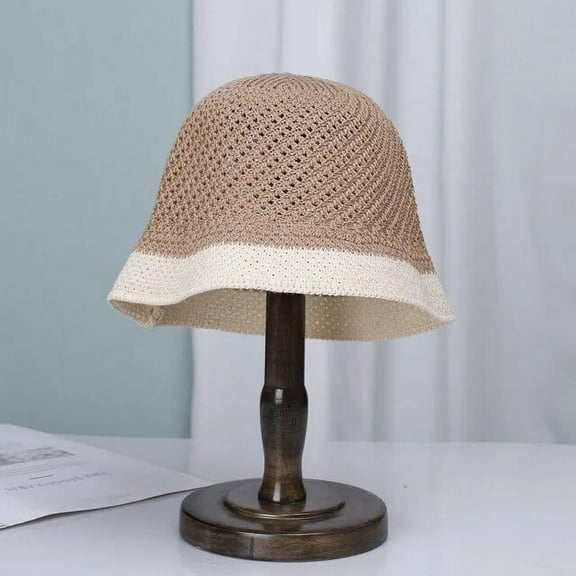 SikaFu Hollow Knitted Bucket Hats For Women Handmade Crochet Thin Basin Hat Ladies Skullies Cap Spring Summer Sunscreen Sun Hat Gorros