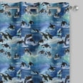 thumbnail image 2 of S4sassy Cotton Duck Dolphin Mix Blue Double Panel Eyelet Living Room Door Curtains- 54x84 Inches, 2 of 5