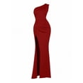 thumbnail image 6 of Iyufng Womens Summer Dresses One-Shoulder Pleated High-Slit Sleeveless Fitted Maxi Dress Gown Dress, 6 of 7