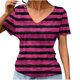 thumbnail image 1 of Puntoco Blusas cortas de liquidación para mujer, blusa informal de manga corta con cuello en V y estampado para mujer, 1 of 5