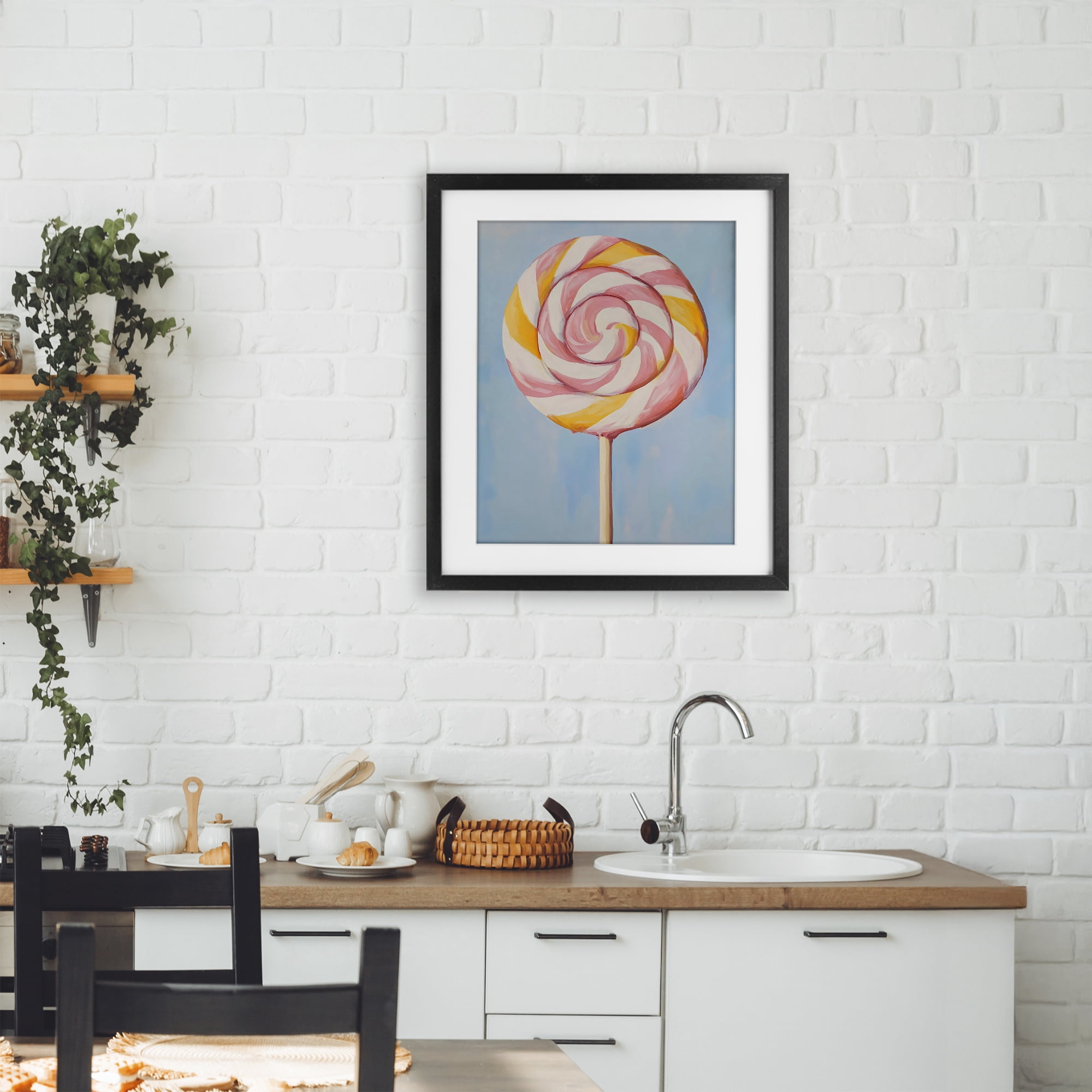 Stupell Industries Lollipop with Pink & Orange Swirl Black Framed Print Under Glass, design by The Prints Vibe