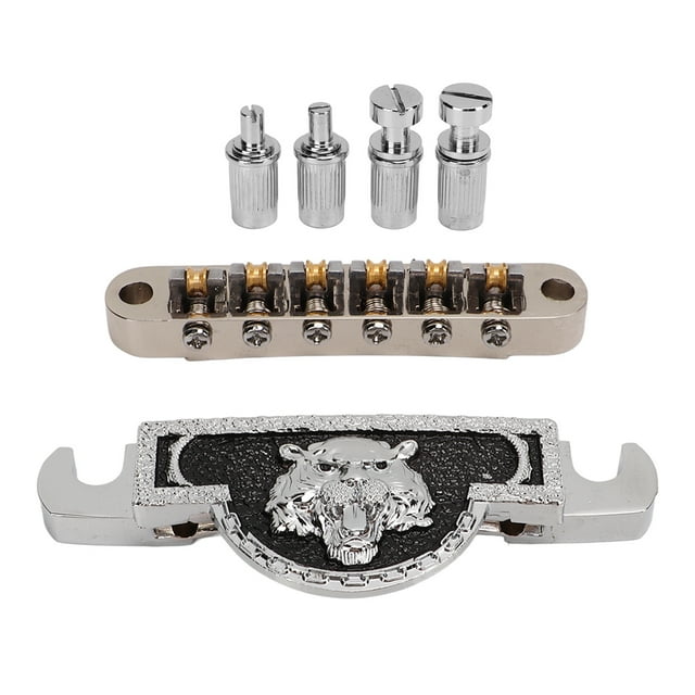 Reemplazo de puente de guitarra eléctrica decorativo plateado Tigre de Metal con montura de rodillo para guitarra