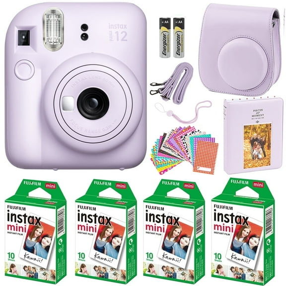 FUJIFILM Instax Mini 12 Built-in Flash with Carrying Case, Lilac Purple 4 (10 Per Pack)