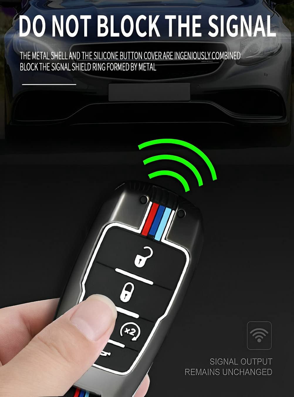 for Ram Key Fob Cover Case Metal Shell Smart Key Holder Protector Compatible for 2019-2024 Dodge Ram 1500 2500 3500 5 Button
