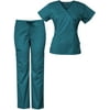 Medgear Women's Stretch Scrubs Set 5-Pocket Top & Multi-Pocket Pants 7896ST