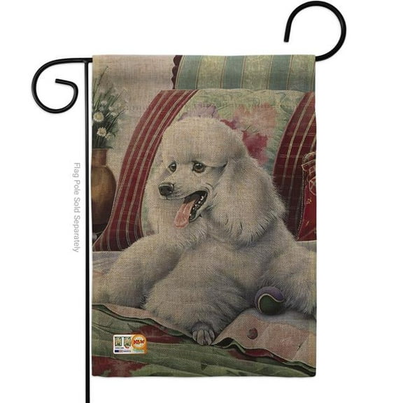 13 x 18.5 in. Poodle Burlap Nature Pets Impressions Decorative Vertical Double Sided Garden Flag