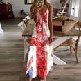 thumbnail image 1 of SMihono Robe Maxi Bohème d'Été pour Femmes Grande Taille Robe Longue Sans Manches Imprimée Jour de l'Indépendance Robe de Plage, 1 of 5
