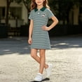 thumbnail image 6 of Striped Polos Dresses Girls Straight Loose Casual School Dress Short Sleeve Shift Preppy Clothes Green, Size 5 Y, 6 of 6