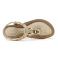 thumbnail image 3 of FAMITION Women Flat Sandals Summer Casual Thong Elastic Ankle Strap Sandal Boho Flip Flops Beach Shoes Apricot, 3 of 4