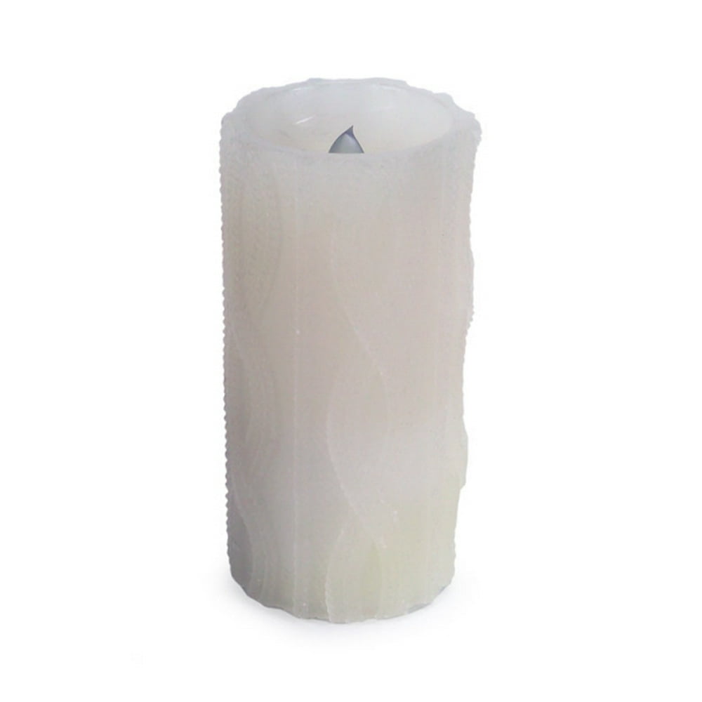 6" White Battery Operated Flameless LED Christmas Pillar Candle